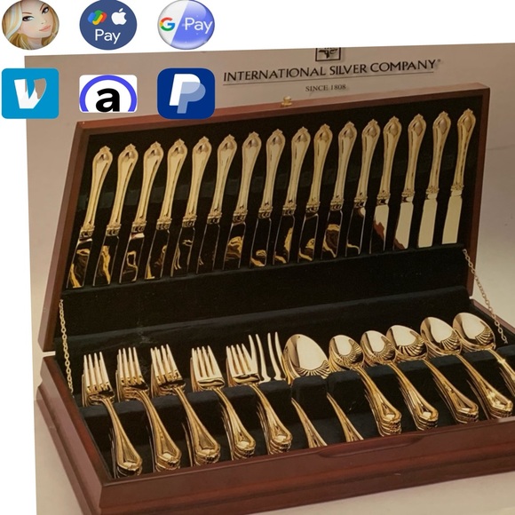 Int’l Silver Co Yorkshire Bead 80pc Set 24K Gold Electroplated Flatware+… - Picture 5 of 5